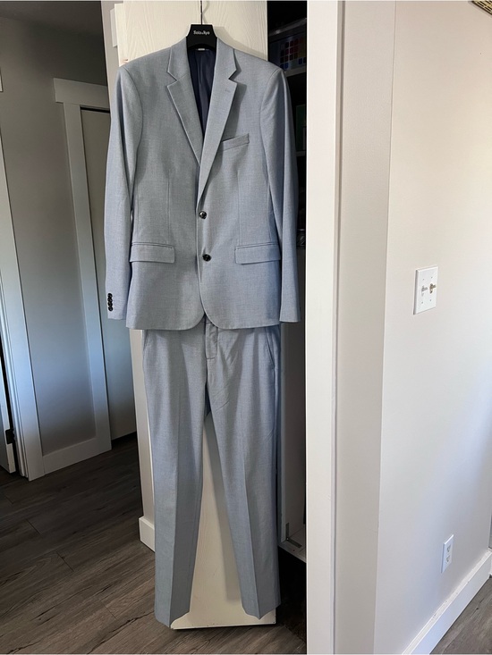 RW&CO. Other - RW&CO. Light Gray/Blue Two-Piece Men's Suit - Tailored Blazer & Trousers